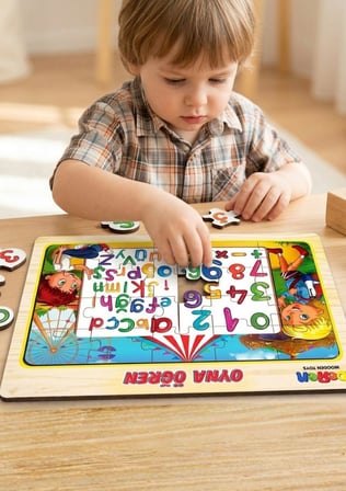 Eğitici Ahşap Puzzle SETİ - 4 Farklı Puzzle'dan oluşan 20 Parçalı  - Oyna Öğren