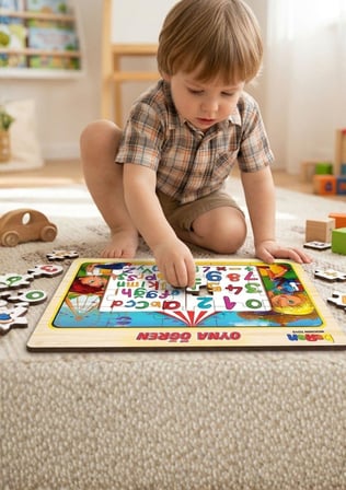 Eğitici Ahşap Puzzle SETİ - 4 Farklı Puzzle'dan oluşan 20 Parçalı  - Oyna Öğren