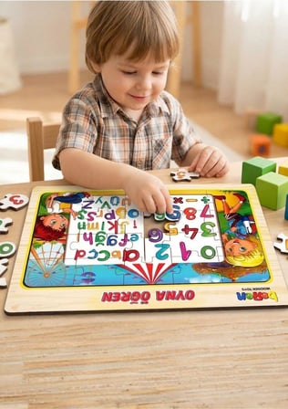 Eğitici Ahşap Puzzle SETİ - 4 Farklı Puzzle'dan oluşan 20 Parçalı  - Oyna Öğren