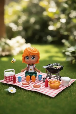 Little Corner Picnic Party Mini Bebek ve Mangal Seti – Çocuklar İçin Piknik Temalı Aksesuar Oyun Seti
