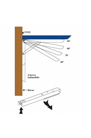 Mandallı Katlanır Masa Ayağı 1 Çift Çinko 40cm