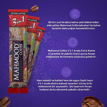 3'ü1 Arada Extra Kahve 36 Adet x 17 gr ve Kupa Hediyeli