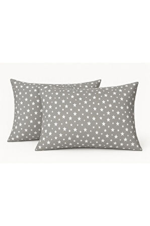 Desenli Pamuklu Yıldız Desen Yastık Kılıfı 2 Adet 50 x 70cm