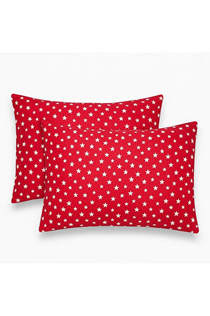 Desenli Pamuklu Yıldız Desen Yastık Kılıfı 2 Adet 50 x 70cm