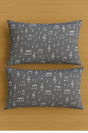 Desenli Pamuklu Yastık Kılıfı 2 Adet 50 x 70cm