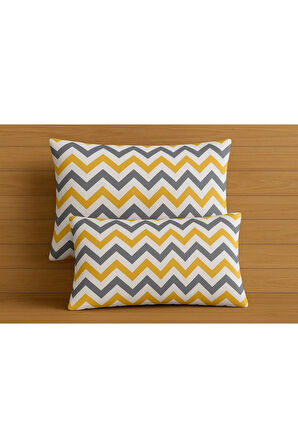 Desenli Pamuklu Yastık Kılıfı 2 Adet 50 x 70cm