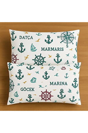 Desenli Pamuklu Yastık Kılıfı 2 Adet 50 x 70cm