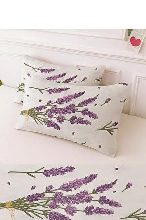 Desenli Pamuklu Kalpli Desen Yastık Kılıfı 2 Adet 50 x 70 cm