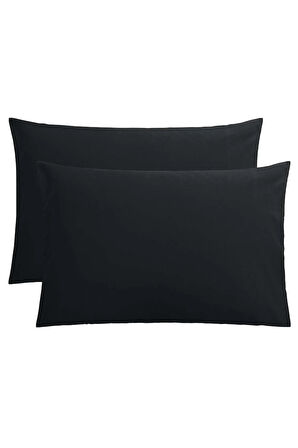 Düz Pamuklu 2'li Yastık Kılıfı 50x70 Siyah
