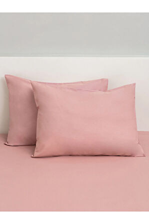 Düz Pamuklu 2'li Yastık Kılıfı 50x70 Gül Kurusu