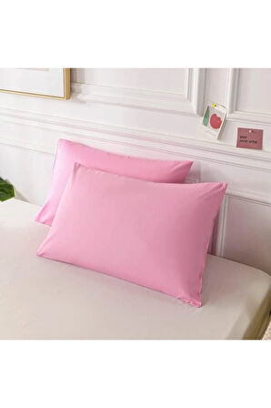Düz Pamuklu 2'li Yastık Kılıfı 50x70 Pembe