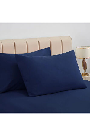 Düz Pamuklu 2'li Yastık Kılıfı 50x70 Lacivert