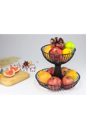 İki Katlı Meyve Sepeti 30 cm