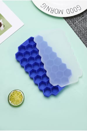 Petek Şekilli Silikon Buzluk 37li Kapaklı Kokteyl Meyve Dondurma Sunum Şekilli Buz Kalıbı Ice Cube