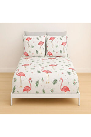 Desenli Çift Kişilik Lastikli Battal 180 X 200 Çarşaf ve 2 Adet Yastık Kılıfı