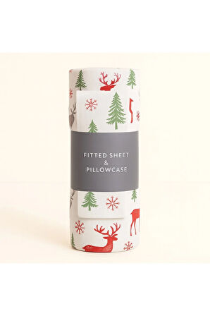 Desenli Çift Kişilik Lastikli Battal 180 X 200 Çarşaf ve 2 Adet Yastık Kılıfı