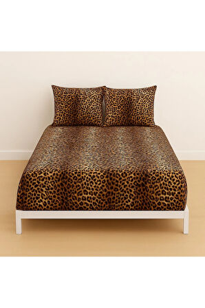 Desenli Çift Kişilik Lastikli Battal 180 X 200 Çarşaf ve 2 Adet Yastık Kılıfı