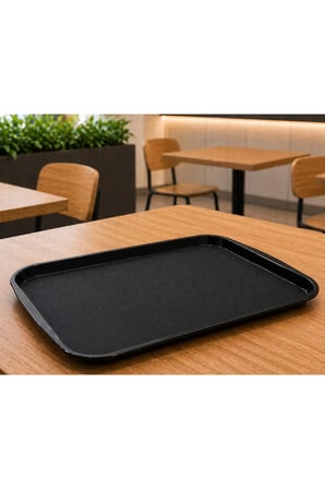 ABS Servis Tepsisi Kaymaz Yüzeyli 32x44 cm Siyah Renk– Endüstriyel Kullanıma Uygun, Kırılmaz, BPA Free (7 Renk Seçenekli)