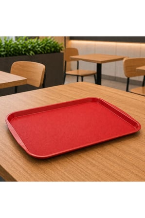 ABS Servis Tepsisi Kaymaz Yüzeyli 37x53 cm Kırmızı Renk– Endüstriyel Kullanıma Uygun, Kırılmaz, BPA Free (7 Renk Seçenekli)