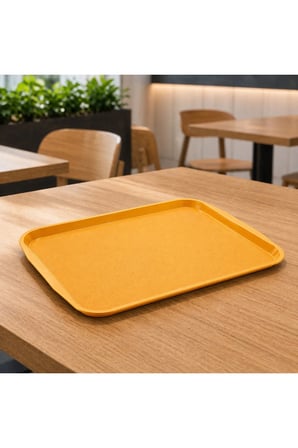 12 ADET ABS Servis Tepsisi Kaymaz Yüzeyli 27x36 cm Sarı Renk– Endüstriyel Kullanıma Uygun, Kırılmaz, BPA Free (7 Renk Seçenekli)