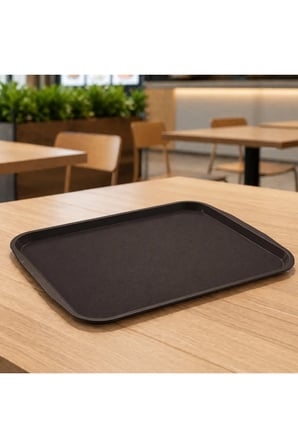 12 ADET ABS Servis Tepsisi Kaymaz Yüzeyli 32x44 cm Kahverengi Renk – Endüstriyel Kullanıma Uygun, Kırılmaz, BPA Free (7 Renk Seçenekli)