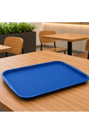 12 ADET ABS Servis Tepsisi Kaymaz Yüzeyli 37x53 cm Mavi Renk– Endüstriyel Kullanıma Uygun, Kırılmaz, BPA Free (7 Renk Seçenekli)