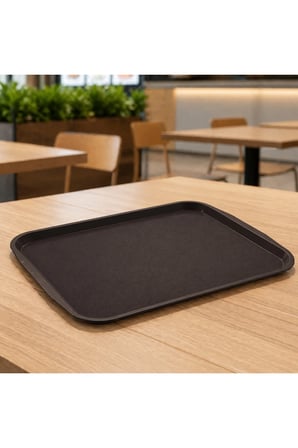 12 ADET ABS Servis Tepsisi Kaymaz Yüzeyli 37x53 cm Kahverengi Renk – Endüstriyel Kullanıma Uygun, Kırılmaz, BPA Free (7 Renk Seçenekli)