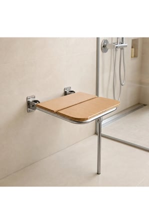 Duvara Monte Katlanabilir Ahşap Engelli Duş Oturağı Ayak Destekli 39x41x36 cm