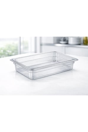 1/2 GN Şeffaf Polikarbon Gastronom Küvet 32x26 cm 15 Cm Derinlik