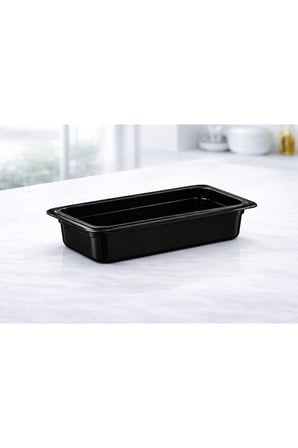 1/4 GN Siyah Polikarbon Gastronom Küvet 26x16 cm 15 Cm Derinlik