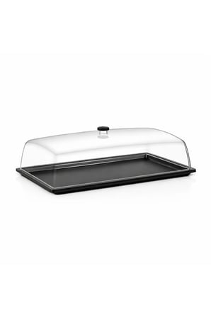 Polikarbon GN 1/1 Fanus Kapaklı Servis Tepsisi 32.5x53 cm | Şeffaf Sunum Kapağı