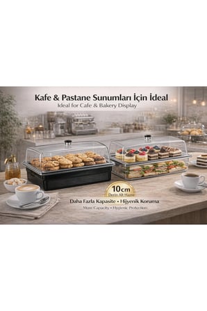 Polikarbon GN 1/1 Fanus Kapaklı Derin Servis Küveti 32.5x53 cm | 10 cm Alt Hazne