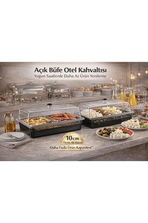 Polikarbon GN 1/1 Fanus Kapaklı Derin Servis Küveti 32.5x53 cm | 10 cm Alt Hazne