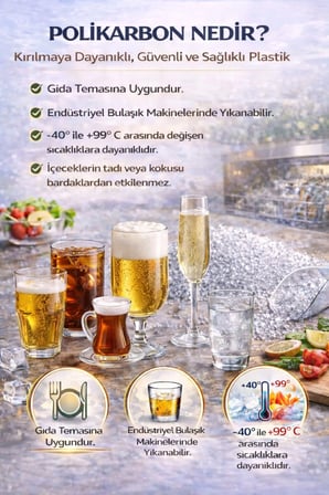 Polikarbon Casablanca Bardak Kırılmaz Cam Görünümlü 400 ML Restoran Otel Tipi