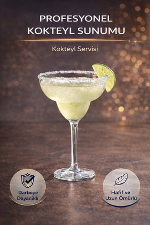 Polikarbon Kırılmaz Margarita Kadehi 6 Adet 350 ml Cam Görünümlü Profesyonel Sunum