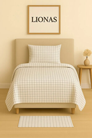 Tek Kişilik Desenli Nevresim + 1 Adet Kapaklı Yastık Kılıfı