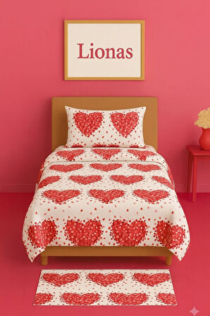 Tek Kişilik Desenli Nevresim + 1 Adet Kapaklı Yastık Kılıfı