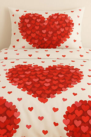 Tek Kişilik Desenli Nevresim + 1 Adet Kapaklı Yastık Kılıfı