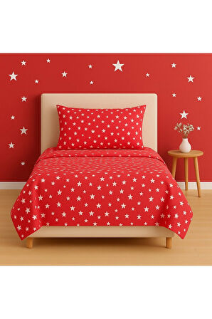 Tek Kişilik Desenli Nevresim + 1 Adet Kapaklı Yastık Kılıfı