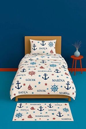 Tek Kişilik Desenli Nevresim + 1 Adet Kapaklı Yastık Kılıfı