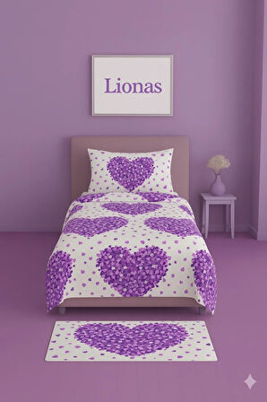 Tek Kişilik Desenli Nevresim + 1 Adet Kapaklı Yastık Kılıfı