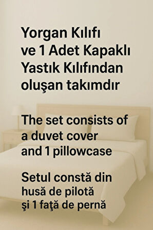 Tek Kişilik Desenli Nevresim + 1 Adet Kapaklı Yastık Kılıfı