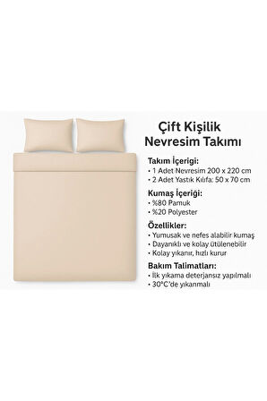 Çift Kişilik Desenli Nevresim + 2 Adet Kapaklı Yastık Kılıfı
