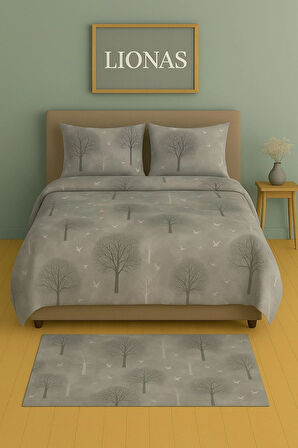 Çift Kişilik Desenli Nevresim + 2 Adet Kapaklı Yastık Kılıfı