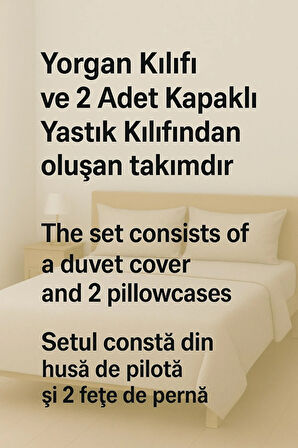 Çift Kişilik Desenli Nevresim + 2 Adet Kapaklı Yastık Kılıfı