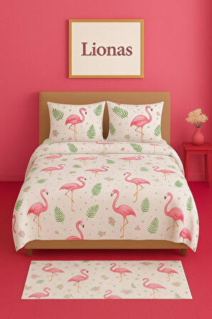 Çift Kişilik Desenli Nevresim + 2 Adet Kapaklı Yastık Kılıfı