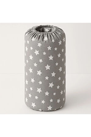 Desenli 120 x 200 cm Ara Ölçü Gri Yıldız Lastikli Çarşaf ve Yastık Kılıfı