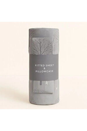 Tek Kişilik Ağaç Desen Lastikli Çarşaf ve Yastık Kılıfı