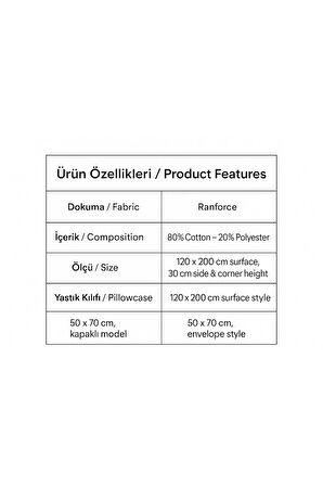 Tek Kişilik Ağaç Desen Lastikli Çarşaf ve Yastık Kılıfı 120 x 200