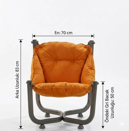 Missidea Standart Elit Relax Koltuk Turuncu 1 Kişilik Metal Su Geçirmez
